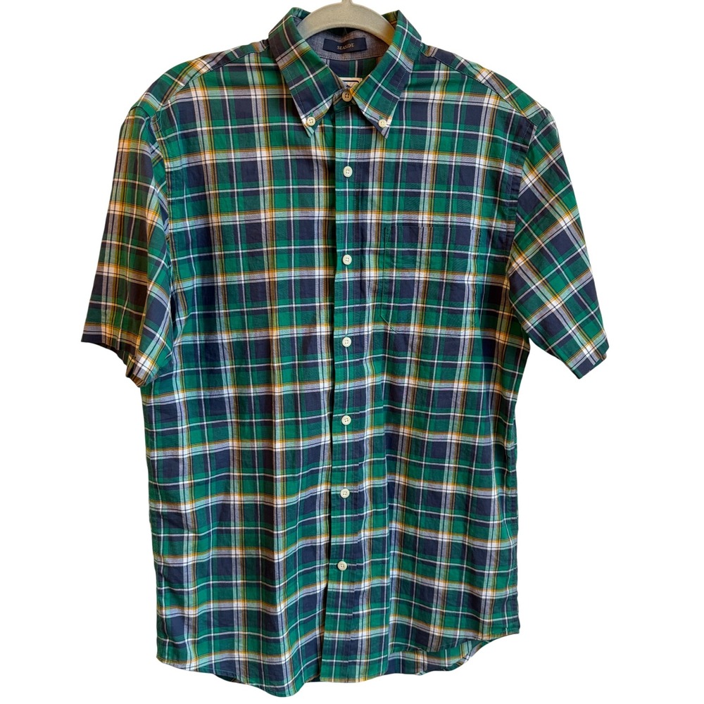 Surf Pendleton Plaid Short Sleeve Button Down Men's S Green Plaid Seaside